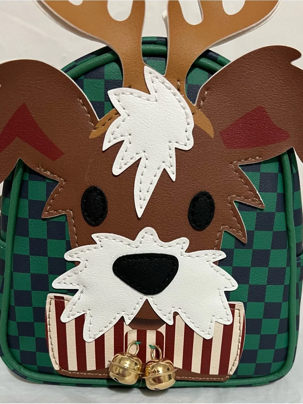 Bath & Body Works Mini Backpack Green/Navy Checkered Christmas Reindeer